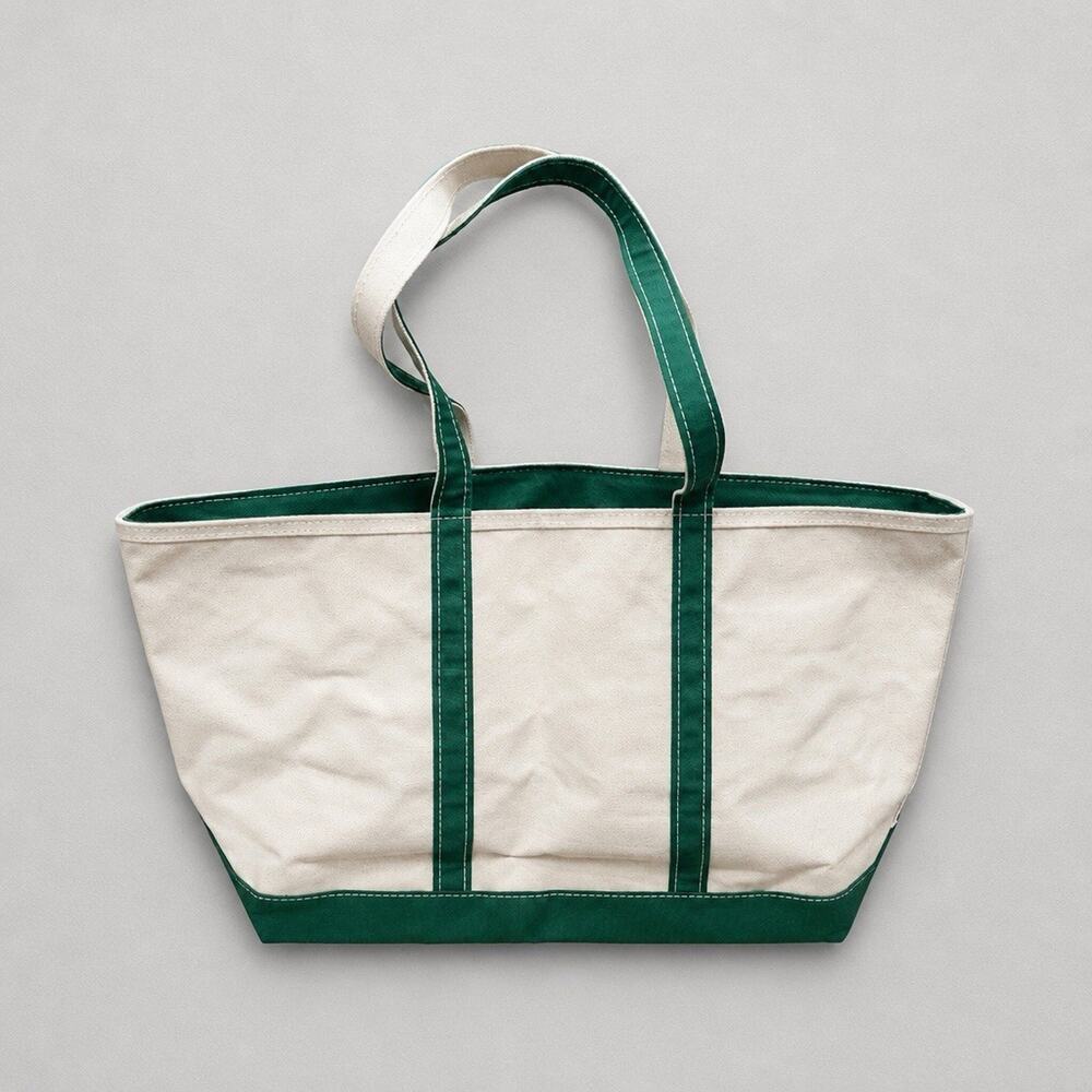 Vintage L.L. Bean Boat & Tote Canvas Bag XL Green White Made In USA NWOT - Picture 4 of 12